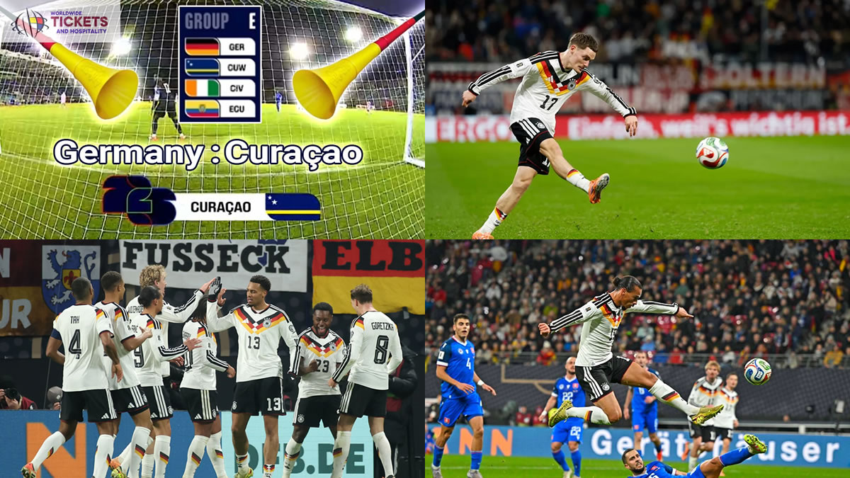 We are offering FIFA World Cup 2026 Tickets. Football admirers can get Germany vs Curacao Tickets through our trusted online ticketing marketplace. worldwideticketsandhospitality.com is the most reliable source for booking Football World Cup 2026 Tickets. Sign up for the latest Ticket alert. Don’t miss out on the chance to be at the heart of football history. Grab your tickets now and be there for the ultimate showdown!